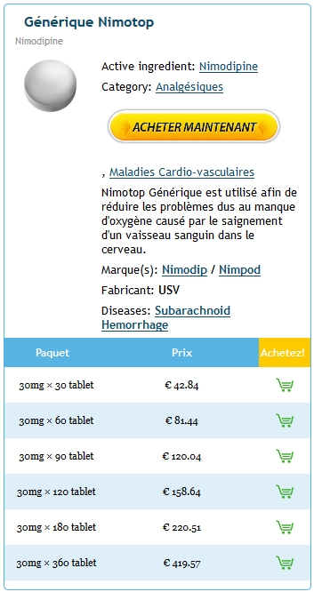 Nimotop 30 mg Vente